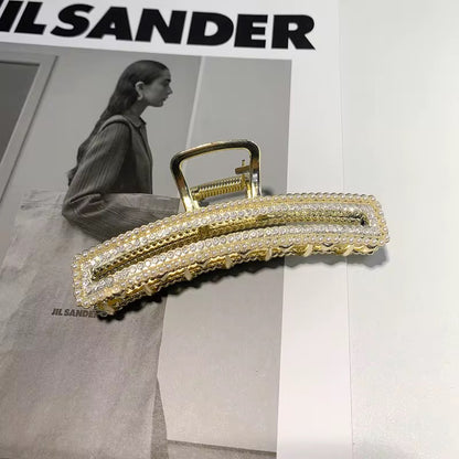 HA 17 Rhinestone Pearl Metal Hair Claw Clip ( 1 pc )
