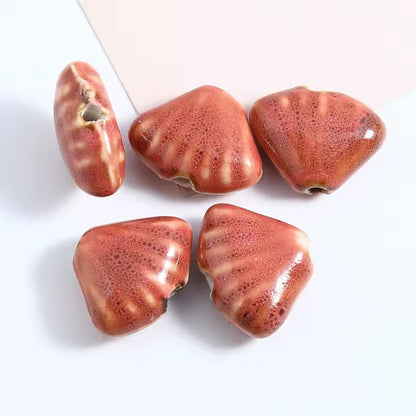 BBB 216 (h) Muted Pink Fan Shell Porcelian Ceramic bead ( 1 pc ) High Shine ( 18:23 mm )