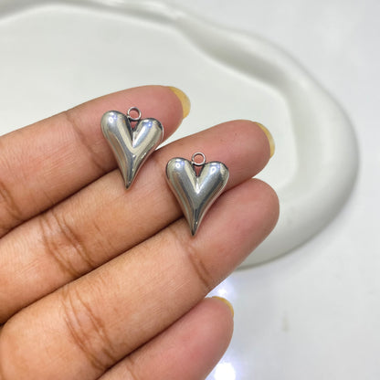 SC01K  Heart charm Silver plated stainless steel ( 1 pc ) anti tarnish