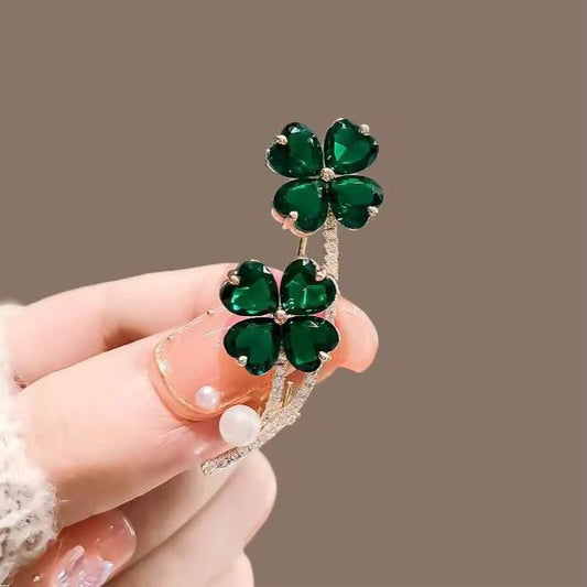 BR 47 Green Clover Flower Zircon Brooch ( 1 PC ) Anti Resistant