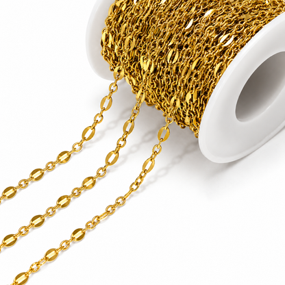 DIYS161 Lip link Chain ( 1 feet ) 18k Gold PVD