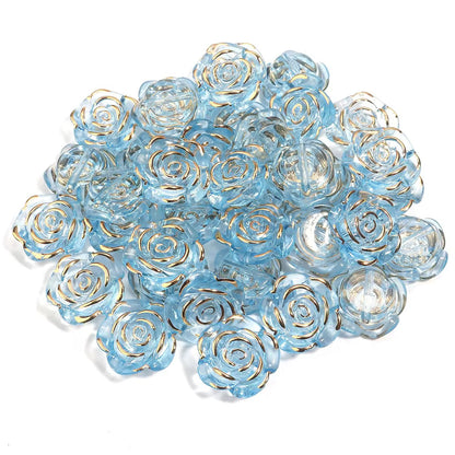 BBB 361 (f) Light Blue Rose Flower Bead ( 1 pc ) UV Plated Acrylic ( 20 mm )