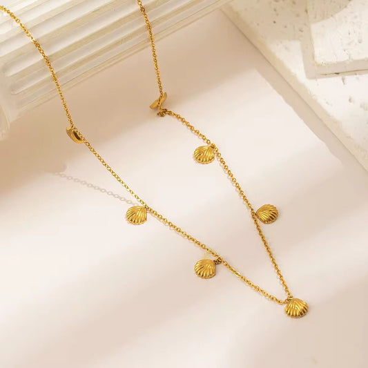 NSJ27A shell Necklace - 18k Gold PVD plated 316 stainless steel - Anti tarnish