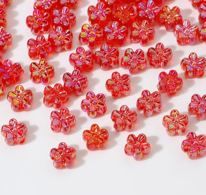 BBB 238 (m) Red daisy flower candy Luminous Shiny Bead ( 1 pc ) UV Plated Acrylic ( 7 mm )