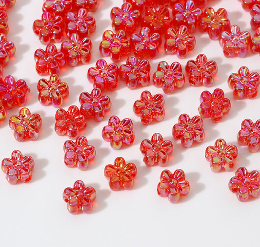 BBB 238 (m) Red daisy flower candy Luminous Shiny Bead ( 1 pc ) UV Plated Acrylic ( 7 mm )