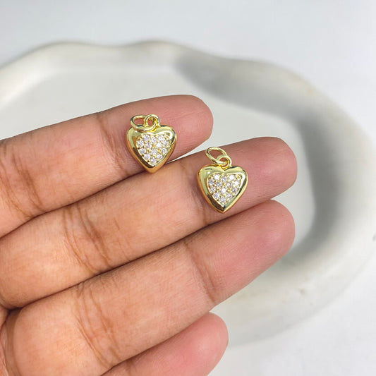 SS 1221 Heart Zircon charm 18k gold plated ( 1 pc ) Anti tarnish ( 11:12 mm )