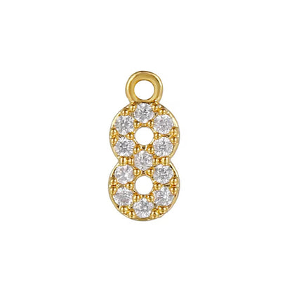 BBB 340 Numbers zircon 14k gold plated charm ( 10 mm ) Anti tarnish ( 1 pc )
