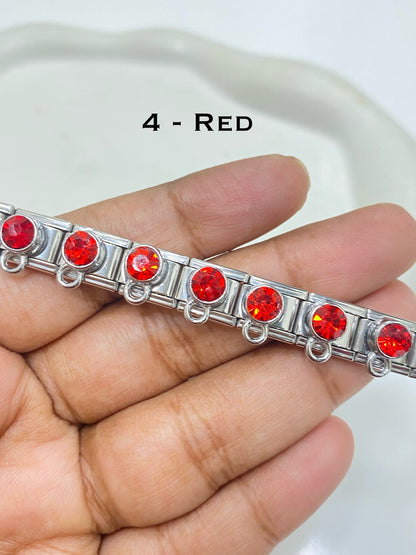 Italian charms zircon with loop bracelet ( part 3 ) stainless steel ( 1 pc ) Anti tarnish