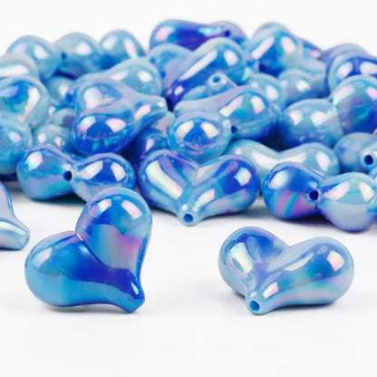 BBB 127 (a) Blue Heart UV Plated Acrylic Bead ( 1 pc ) ( 18:20 mm )