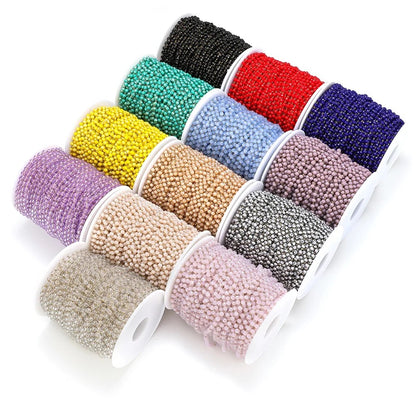 CN 233 Ink blue Glass faceted beaded crystal gold Stainless steel chain ( 1 feet )Anti tarnish