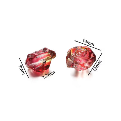 GB02B Rose Flower glass bead ( 1 pc ) Lampwork Bead