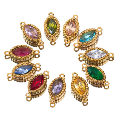 BBB 266 (b) Purple Zircon Connector 18k Gold PVD plated 316 stainless steel ( 1 pc ) Anti tarnish ( 6:13 mm )