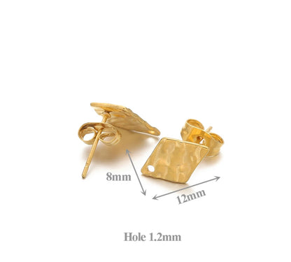 SS 1190 Rhombus stud - 18k gold PVD 316 stainless steel ( 2 pc ) Anti tarnish