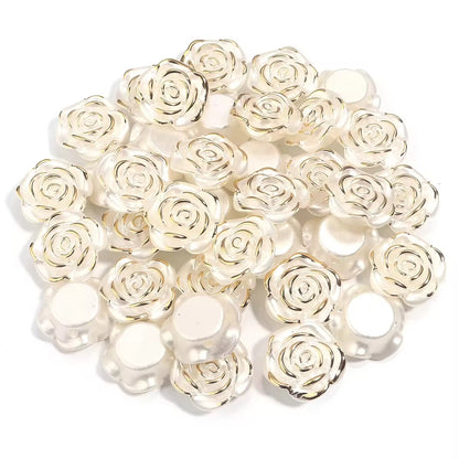 BBB 361 (e) White Rose Flower Bead ( 1 pc ) UV Plated Acrylic ( 20 mm )