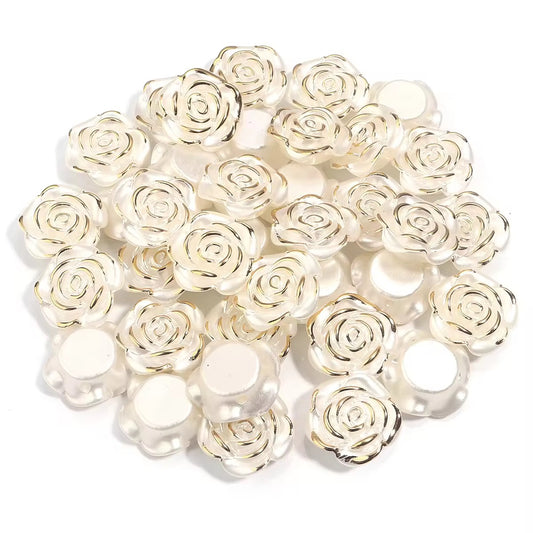 BBB 361 (e) White Rose Flower Bead ( 1 pc ) UV Plated Acrylic ( 20 mm )