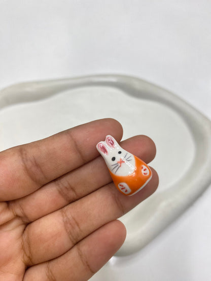 PCB19 Cute Rabbit porcelain ceramic bead ( 1 pc )