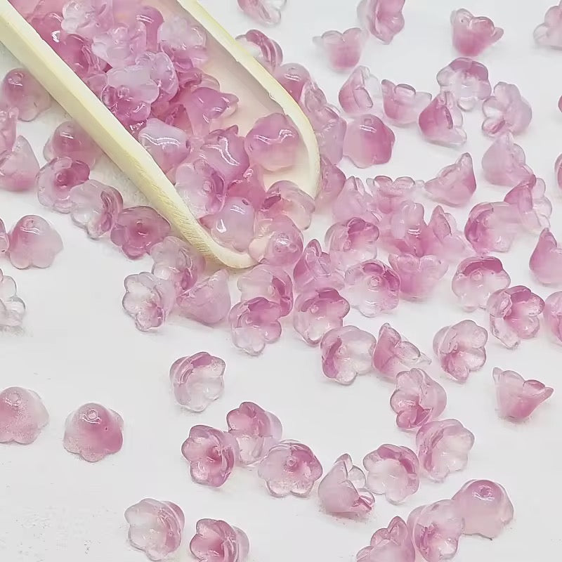 SS 7 Light purplish pink dual tone flower glass bead ( 1 pc )