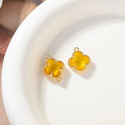 CZ 2407 Yellow Clover Zircon Connector 14k gold plated ( 1 pc ) - anti tarnish