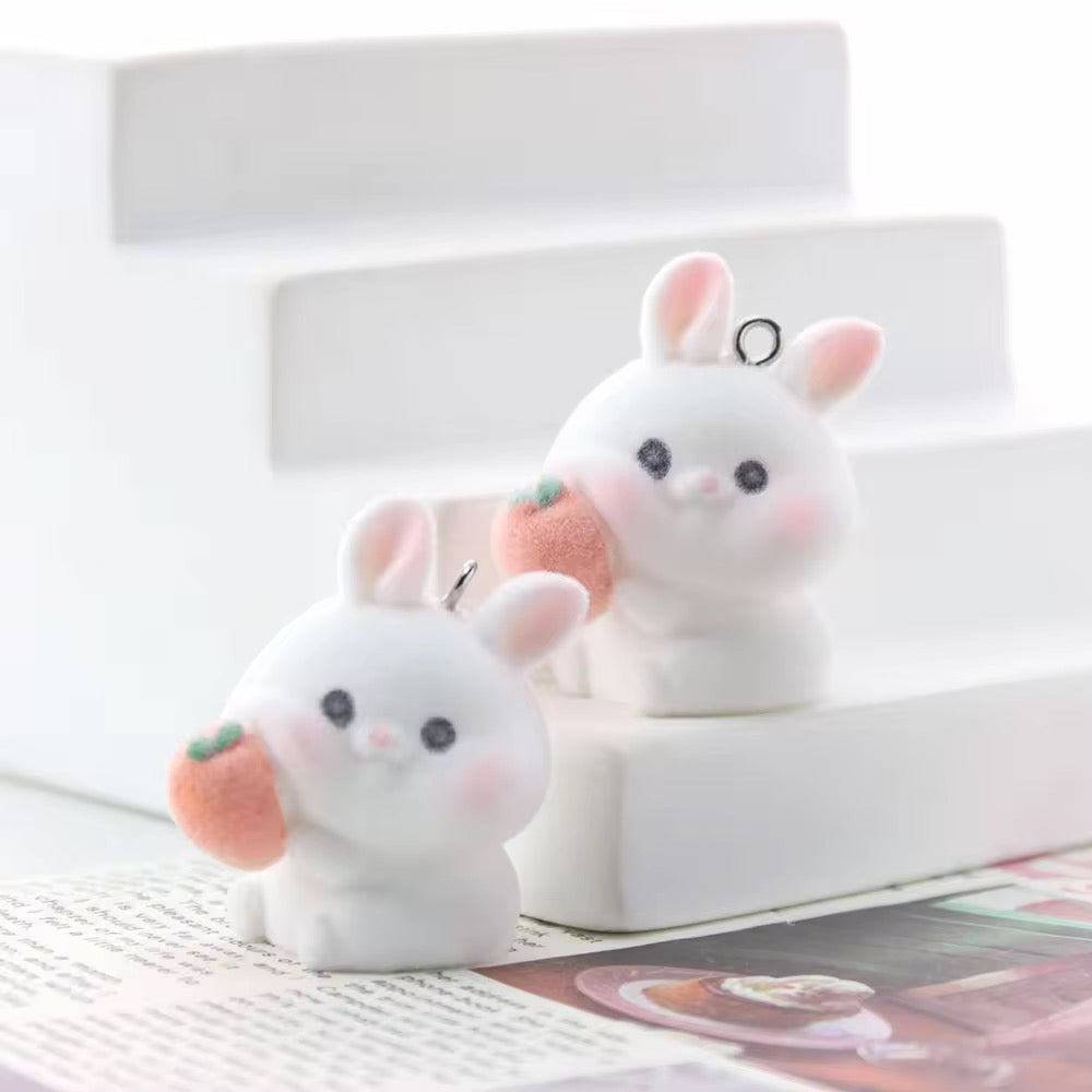 BBB 267 (x) Carrot Rabbit Cute Fur 3D Flocking Resin charm ( 1 pc ) ( 35*30mm )