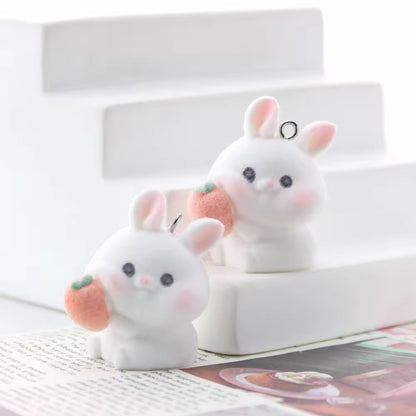 BBB 267 (x) Carrot Rabbit Cute Fur 3D Flocking Resin charm ( 1 pc ) ( 35*30mm )