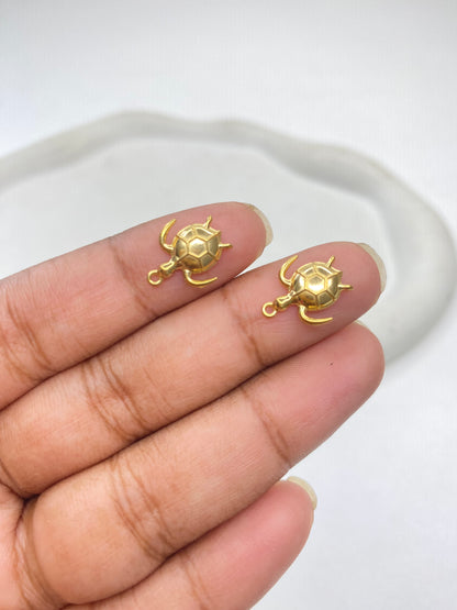 SS 2988 Tortoise Charm Tiny Sea Creature 18K Gold PVD plated stainless steel ( 1 piece ) Anti tarnish ( 11:13 mm )