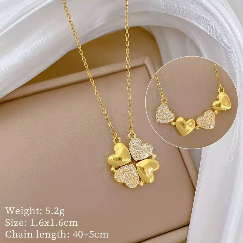 SJ 765 Clover Zircon Necklace - 18k Gold PVD plated stainless steel - Anti tarnish