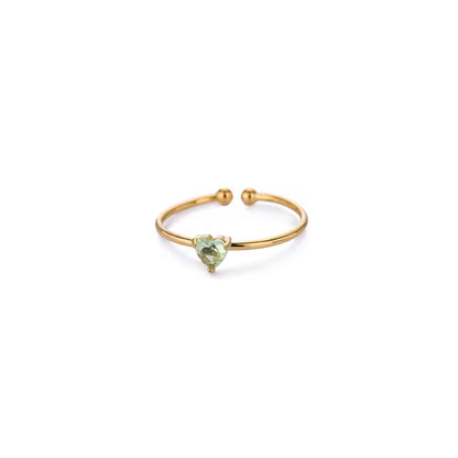 RSJ05B Zircon heart ring adjustable - 18k Gold PVD plated 316 stainless steel - Anti tarnish