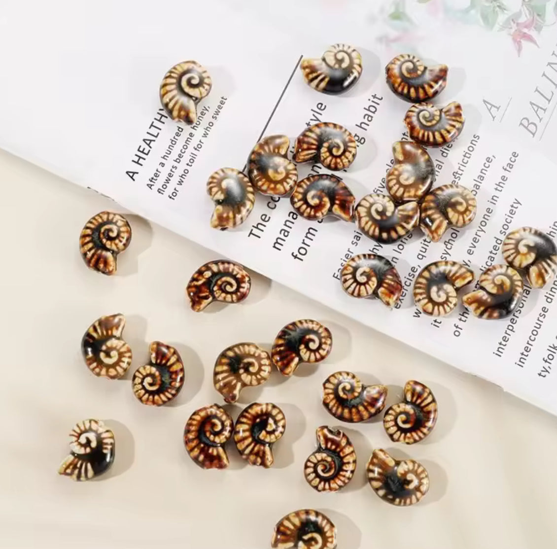 PCB15 Conch Shell Porcelian Ceramic bead ( 1 pc ) High Shine ( 21:16 mm )
