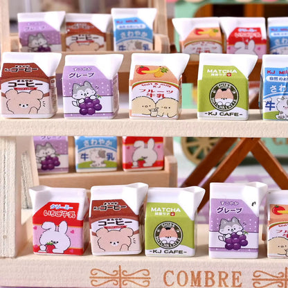 RM09N Milk carton Kawai themed resin charm ( 1 pc ) with / without hook