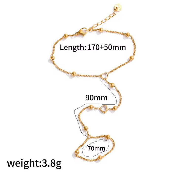 SJ 1155 ring with bracelet dainty styles - 18k Gold PVD plated stainless steel - Anti tarnish