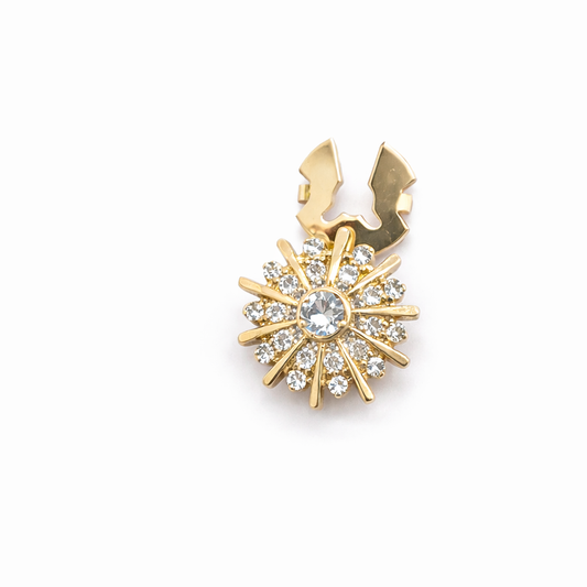 BBB 320 (b) Zircon Round Gold Cufflink Button Cabochon ( 1 pc ) Anti tarnish ( 22 mm )