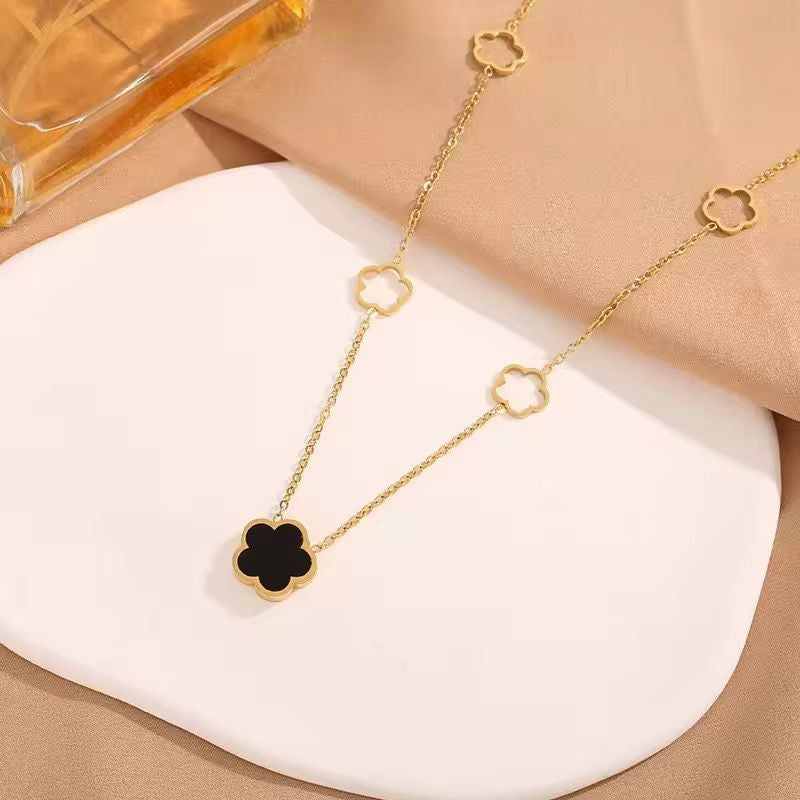 SJ 1088 Floral Double sided Necklace  - 18k Gold PVD plated stainless steel - Anti tarnish
