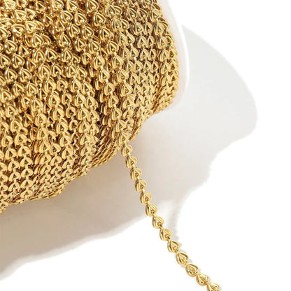CN 129 Love Heart rolo Chain ( 1 feet ) 18k Gold PVD