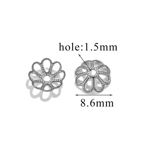 SS 2829 Floral Bead Cap Silver plated stainless steel ( 1 pc ) anti tarnish