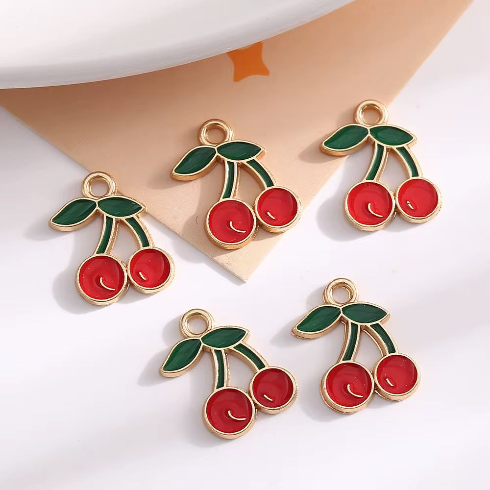 SS 1072 Cherry Fruit enamel charm ( 1 pc ) High quality shine