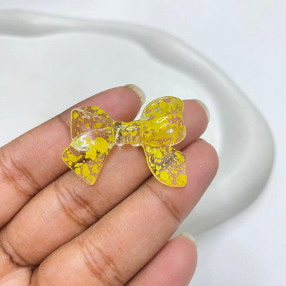 AB37 Bow colour splashed uv plated Acrylic bead ( 1 pc )