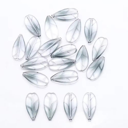 BBB 98 (c) Glittery Black Leaf Crystal glass beads ( 1 pc ) ( 26:13 mm )