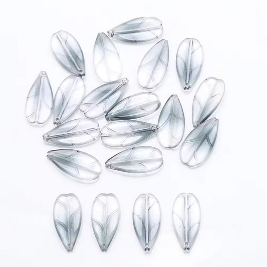 BBB 98 (c) Glittery Black Leaf Crystal glass beads ( 1 pc ) ( 26:13 mm )