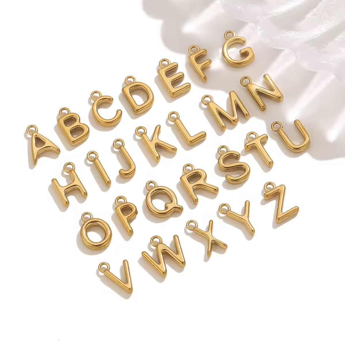 SC14H Alphabets Tiny Bubble charm 18k Gold PVD plated 316 stainless steel ( 1 pc ) Anti tarnish