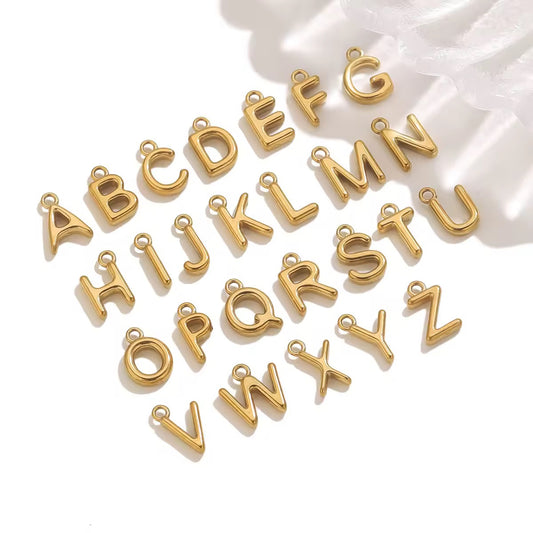 BBB 332 Alphabets Tiny Bubble charm 18k Gold PVD plated 316 stainless steel ( 1 pc ) Anti tarnish