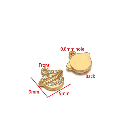 SC16B Space Zircon charm 18k Gold PVD plated 316 stainless steel ( 1 pc ) Anti tarnish