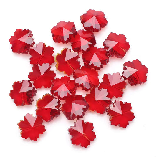 BBB 92 (c) Red Snowflake Flower Faceted Crystal glass beads ( 1 pc )