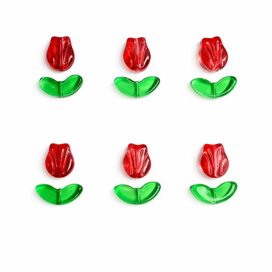 BBB 296 (a) Red Tulip flower Set glass bead ( 1 pc ) Lampwork Bead ( 15 mm )