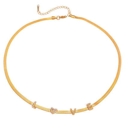 BSJ23A Love Zircon Snake chain Necklace - Premium Collection - 18k Gold PVD plated 316 stainless steel - Anti tarnish
