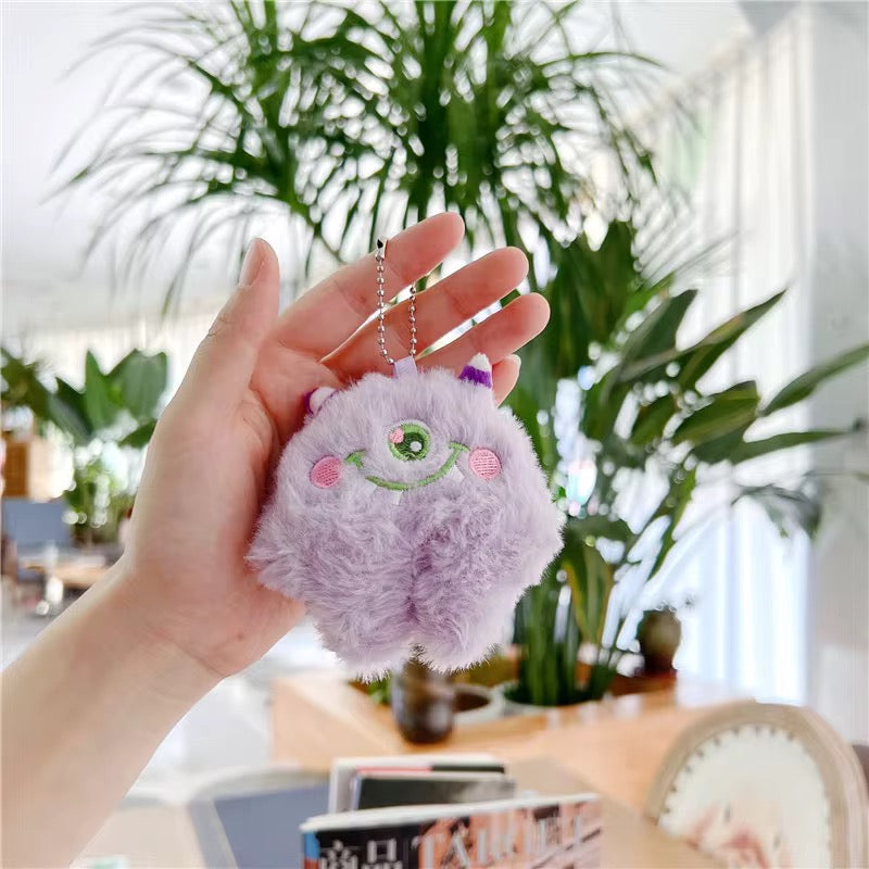 Purple Big Eyes Monster 3D Plush Toy Keychain ( 1 pc ) ( 10 cm )