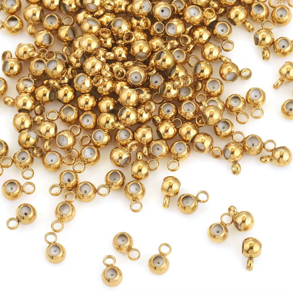 SS 2959 14k Gold plated Positioning Spacer bead with silicone stopper and loop ( 1 pc ) Anti tarnish ( 3 mm )