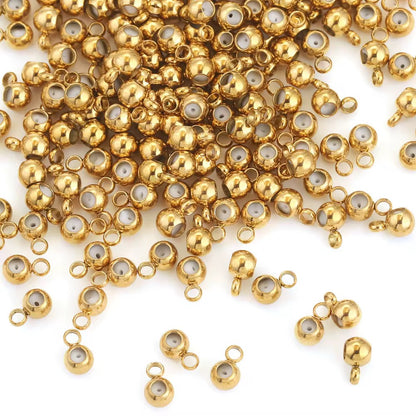 SS 2959 14k Gold plated Positioning Spacer bead with silicone stopper and loop ( 1 pc ) Anti tarnish ( 3 mm )