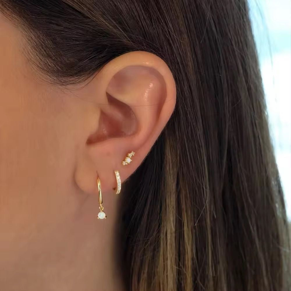 STJ01F Luna Pearl Ear Trio 6 piece (pair) Set 18k gold copper plated
