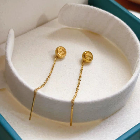 SJ 830 Chinese Threader Earring - 18k Gold PVD plated stainless steel - Anti tarnish