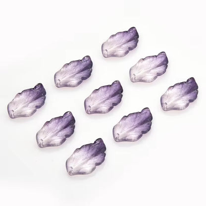 BBB 80 (a) Purple Gradient Feather shaped petal Crystal glass beads ( 1 pc )
